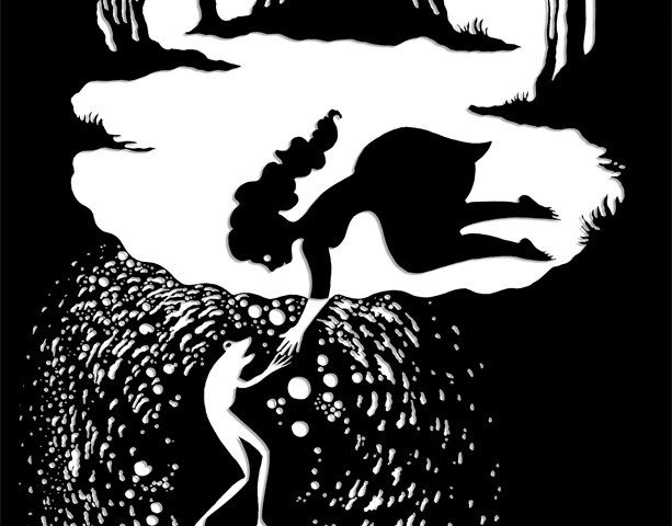 Embracing the shadow Girl embraces frog
